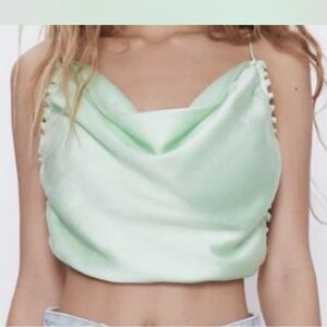 ZARA Satin Backless Crop Top